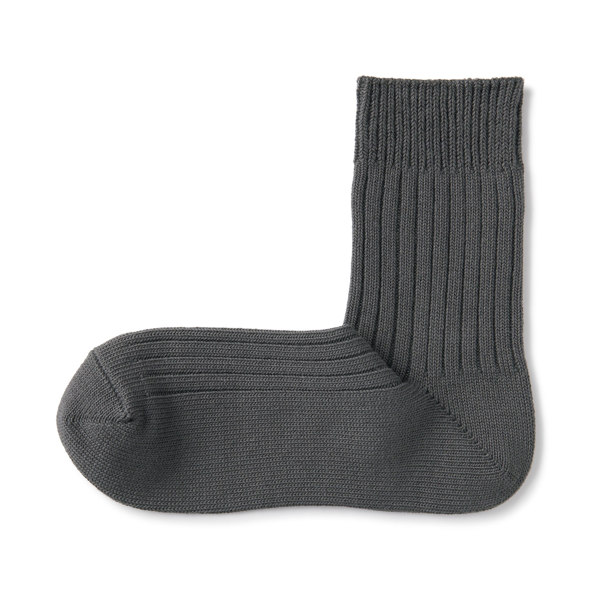 紳士　足なり直角　リブ編み　厚手ショート丈靴下