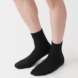 紳士　足なり直角　リブ編み　厚手ショート丈靴下