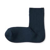 紳士　足なり直角　リブ編み　厚手ショート丈靴下