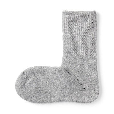 紳士　足なり直角　履き口やわらか　ウール混　ルームソックス