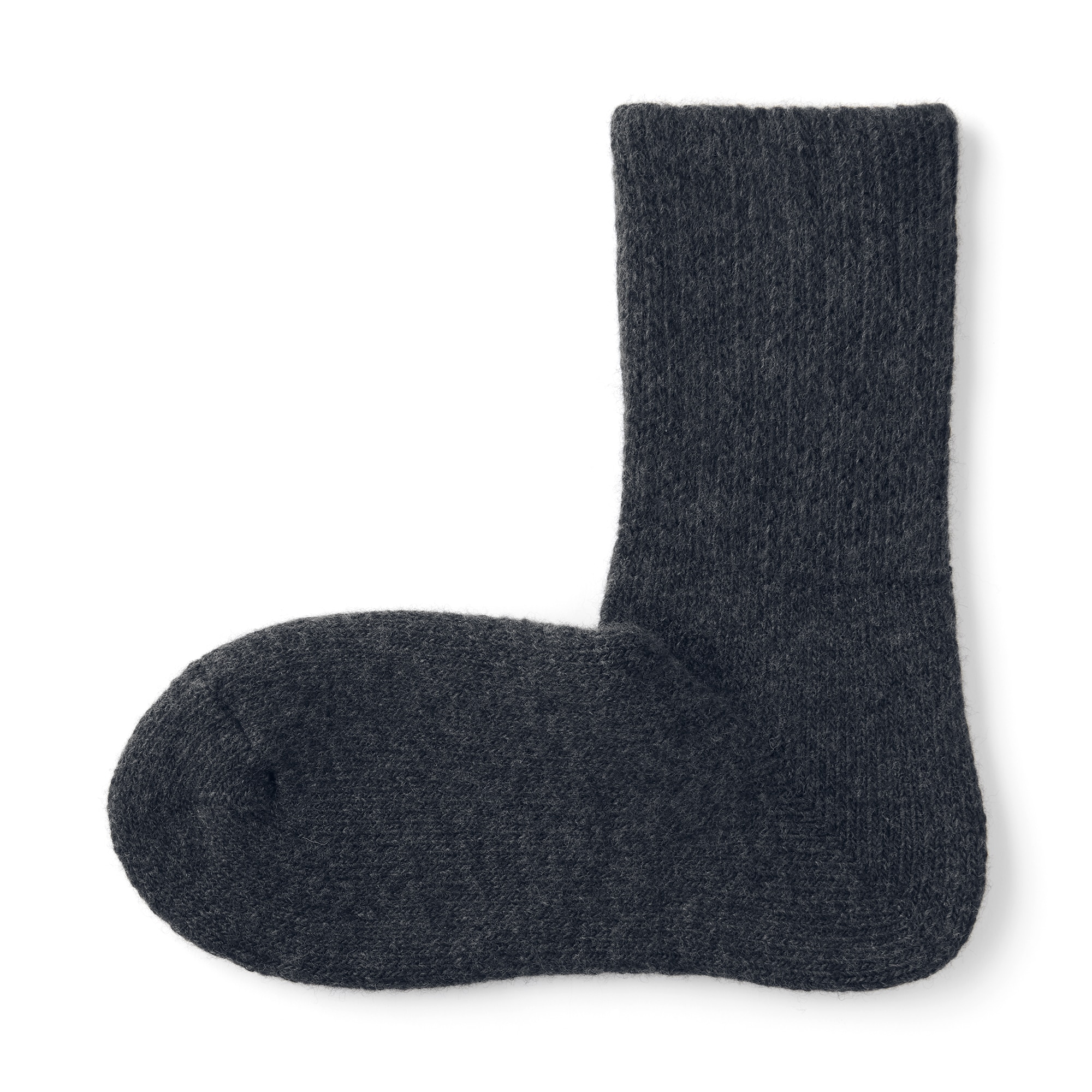 紳士　足なり直角　履き口やわらか　ウール混　ルームソックス