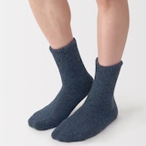 紳士　足なり直角　履き口やわらか　ウール混　ルームソックス