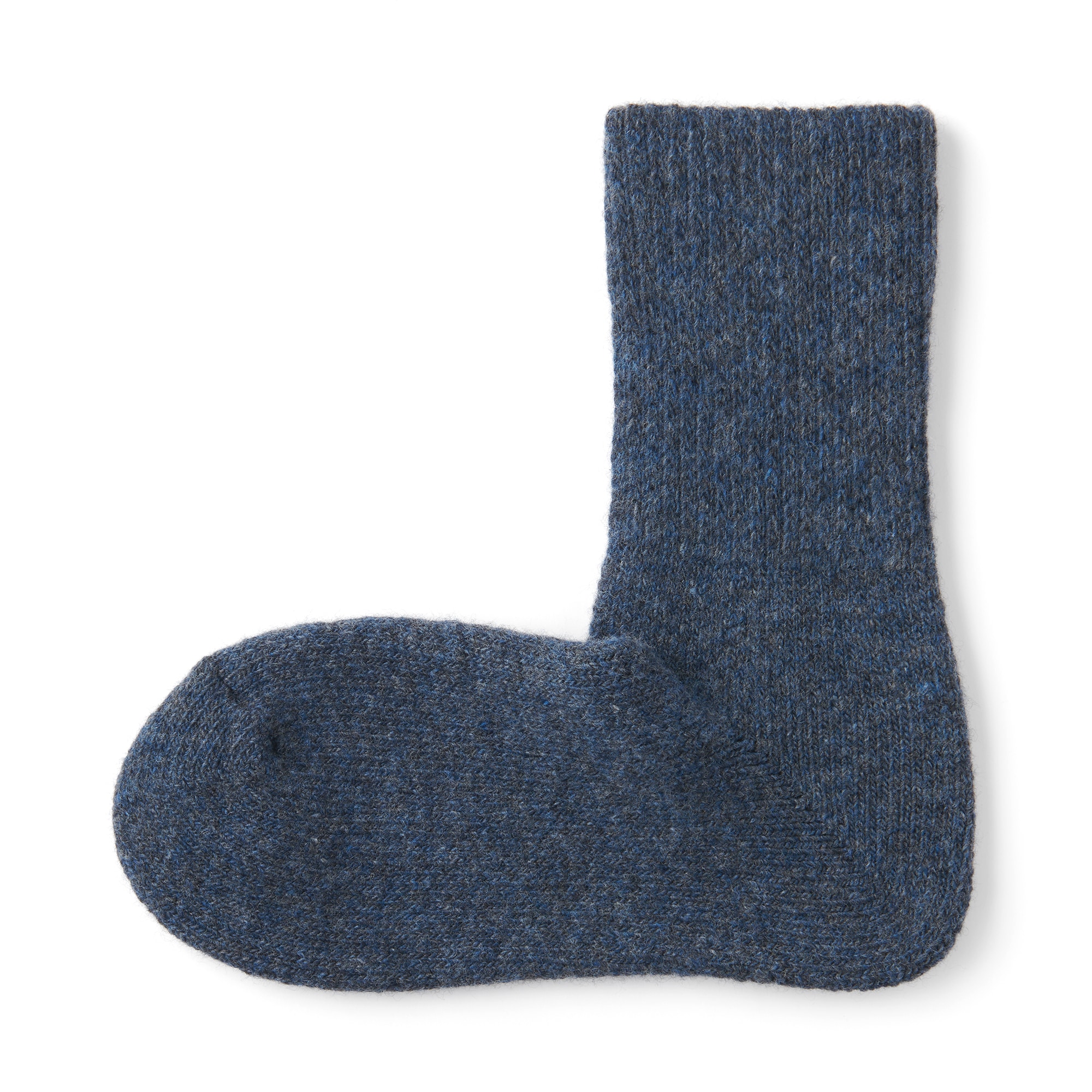 紳士　足なり直角　履き口やわらか　ウール混　ルームソックス