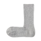 紳士　足なり直角　ウール混　リブ編み靴下