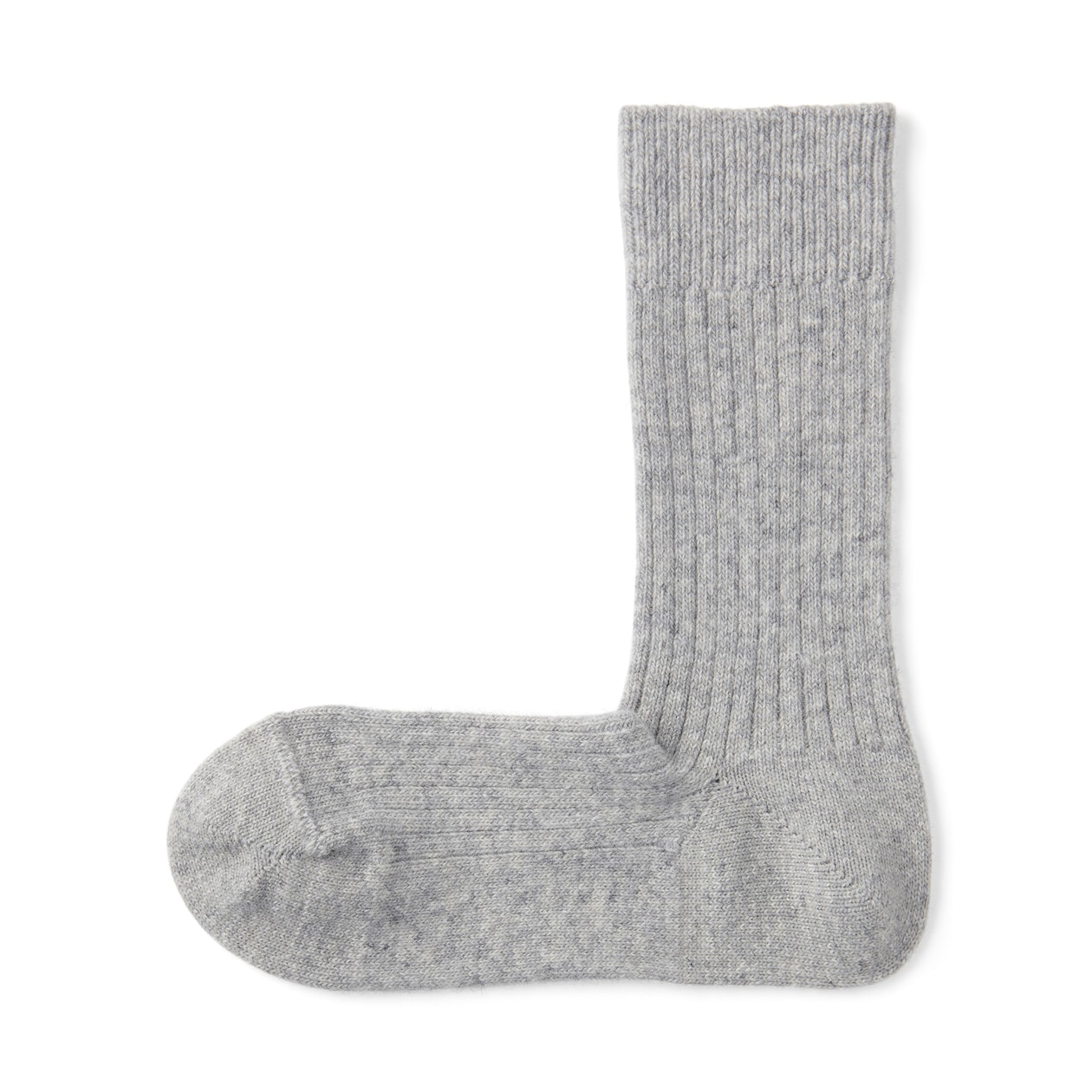 紳士　足なり直角　ウール混　リブ編み靴下