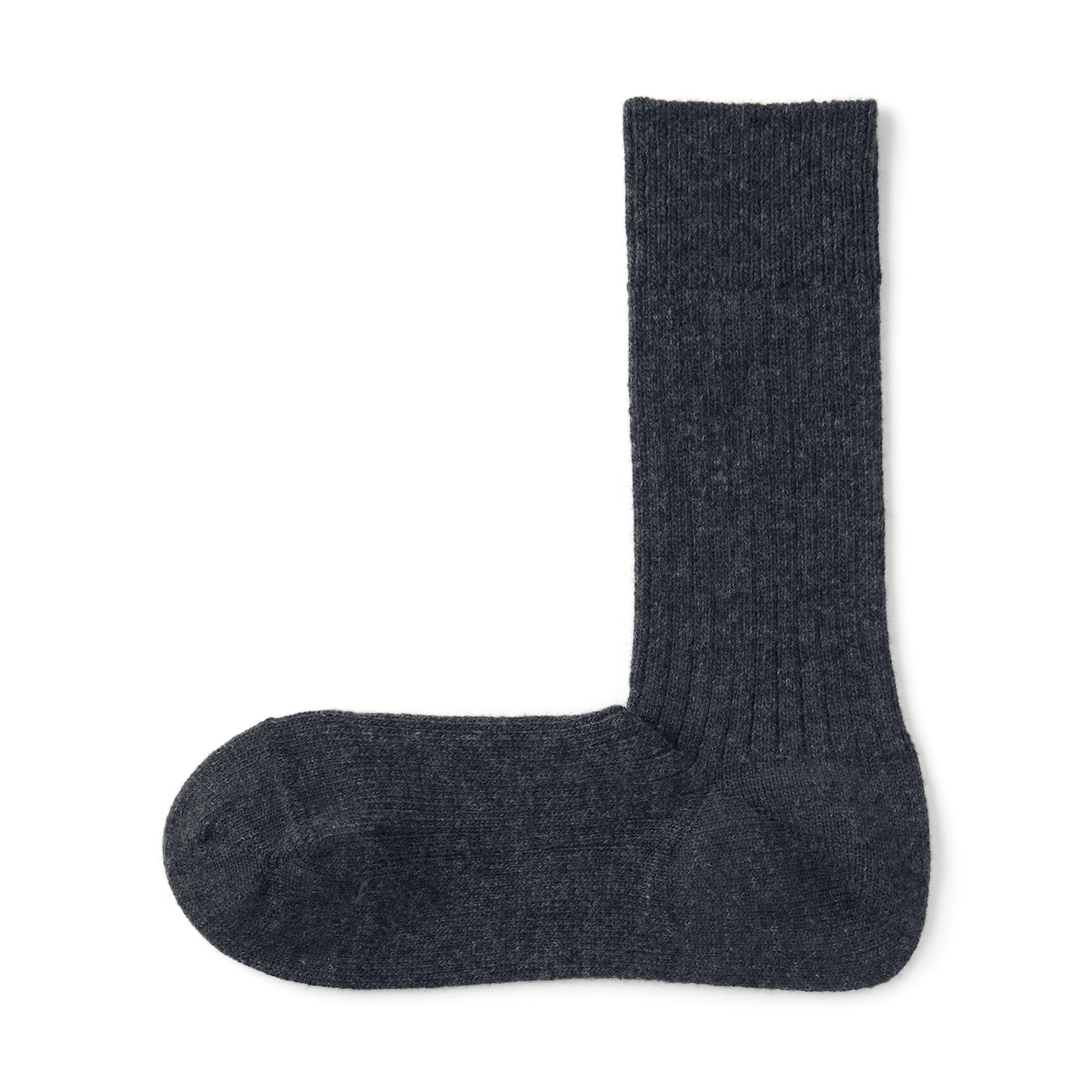 紳士　足なり直角　ウール混　リブ編み靴下