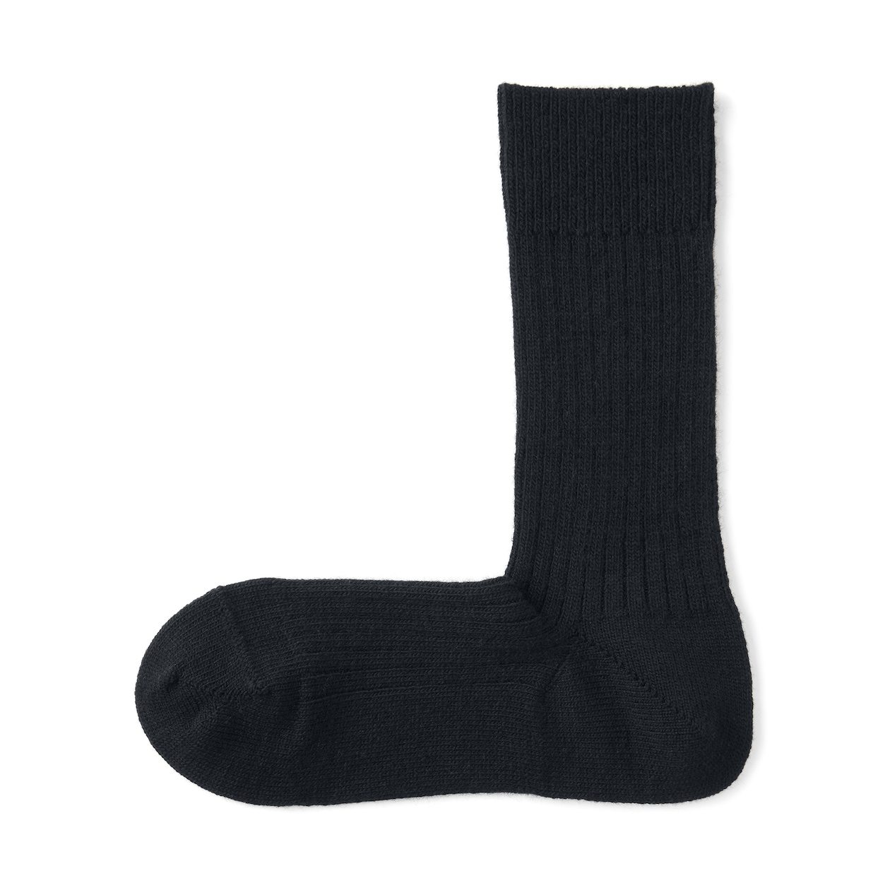 紳士　足なり直角　ウール混　リブ編み靴下