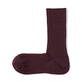 紳士　足なり直角　ウール混　リブ編み靴下