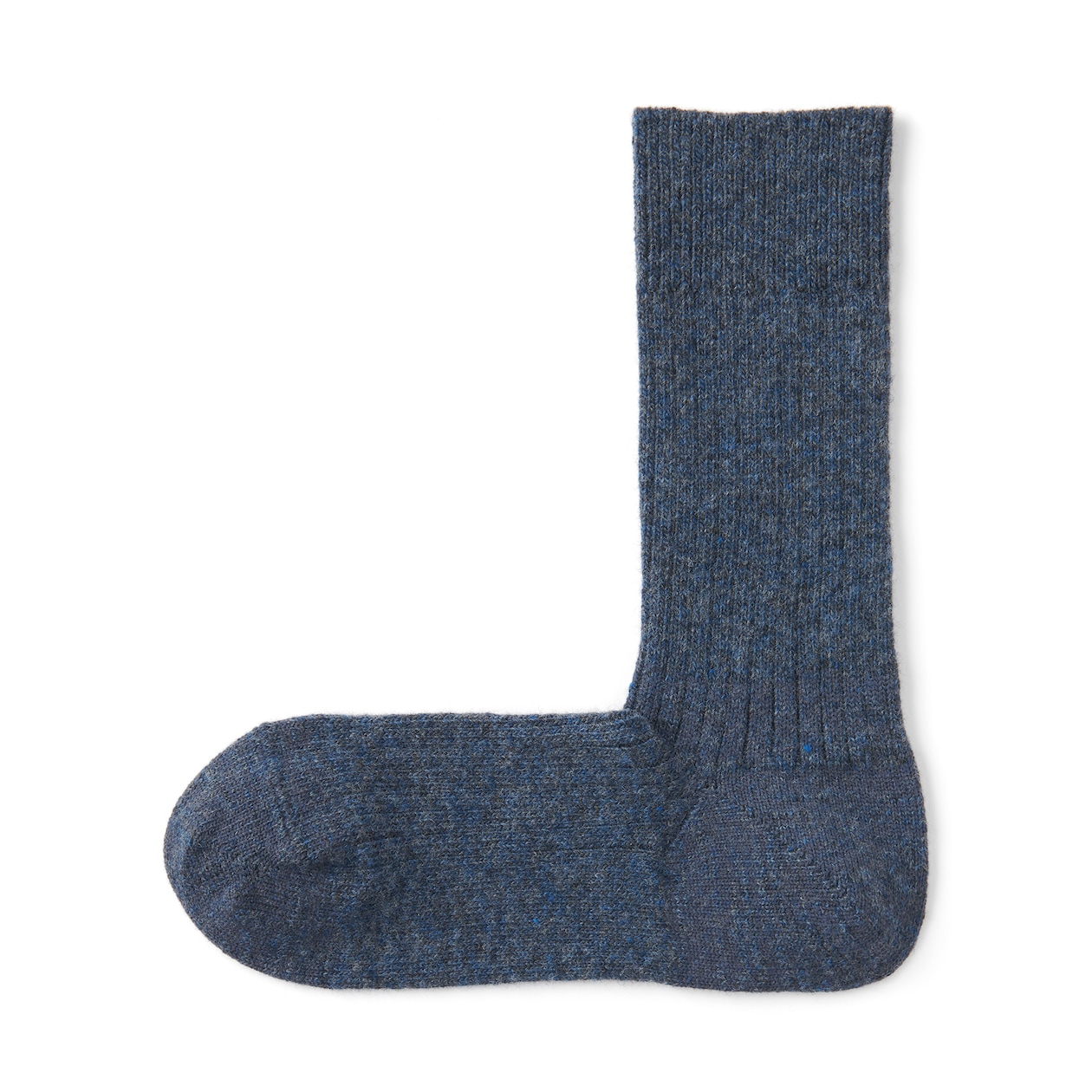 紳士　足なり直角　ウール混　リブ編み靴下
