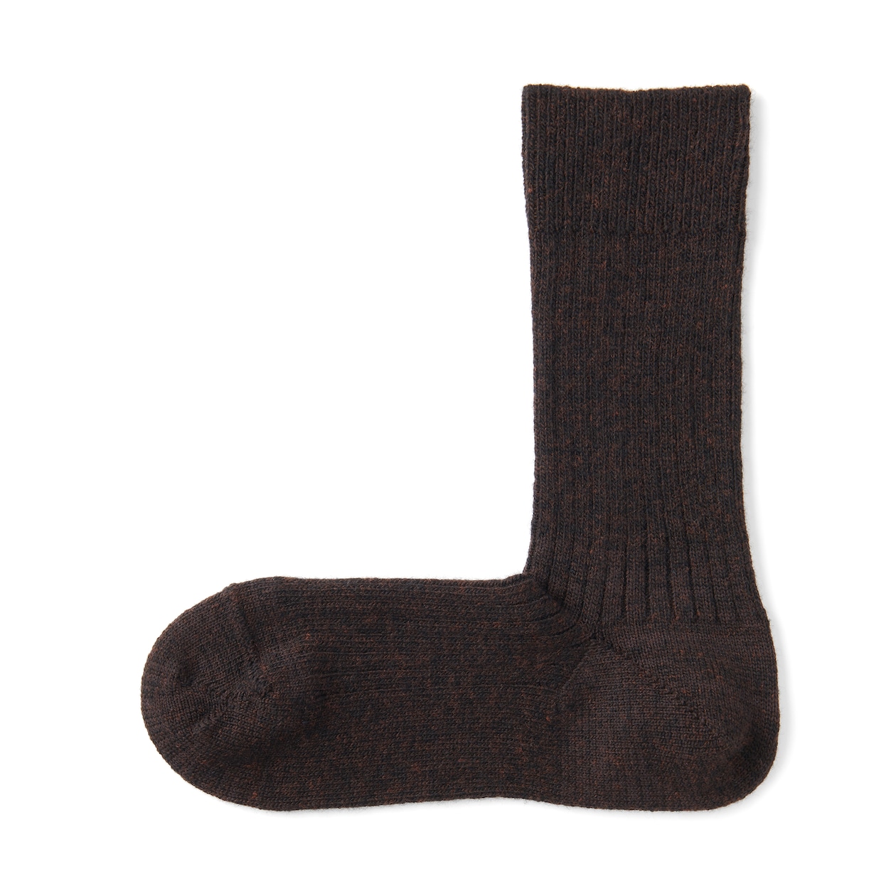 紳士　足なり直角　ウール混　リブ編み靴下