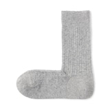 紳士　足なり直角　ウール混　編み柄靴下