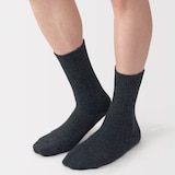 紳士　足なり直角　ウール混　編み柄靴下
