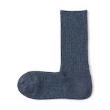 紳士　足なり直角　ウール混　編み柄靴下