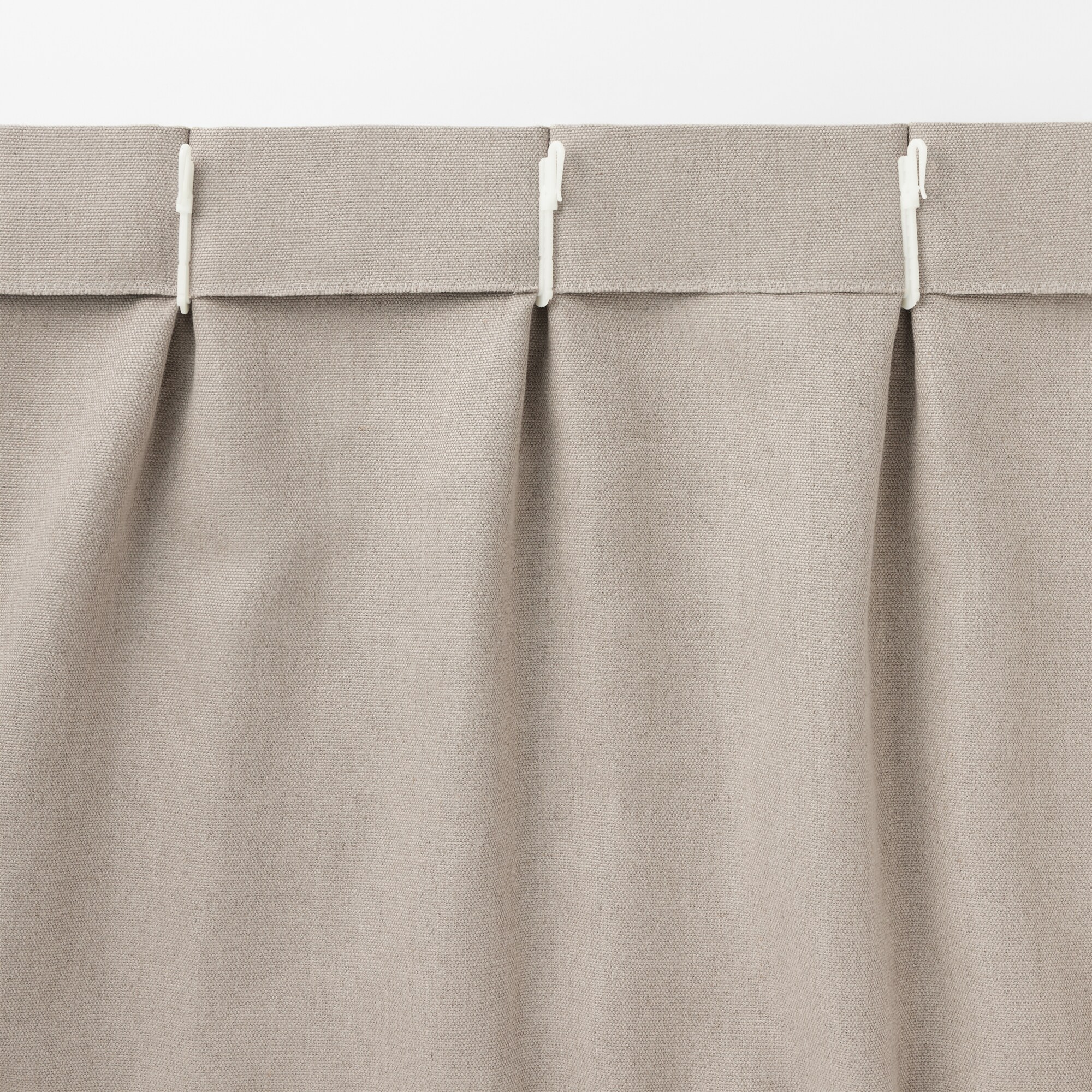 麻平織太番手プリーツカーテン／生成