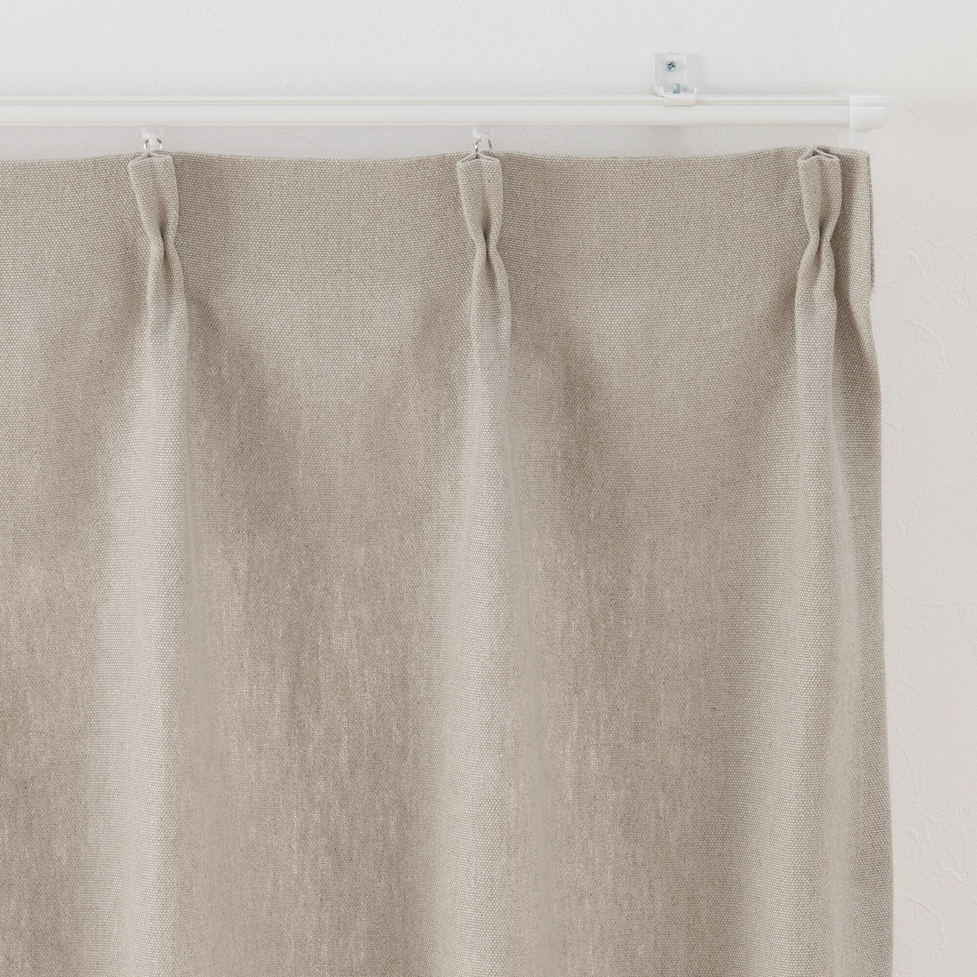 麻平織太番手プリーツカーテン／生成