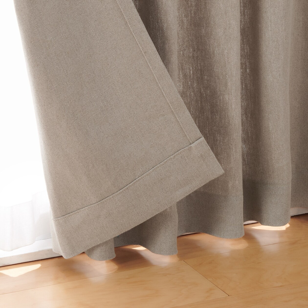 麻平織太番手プリーツカーテン／生成