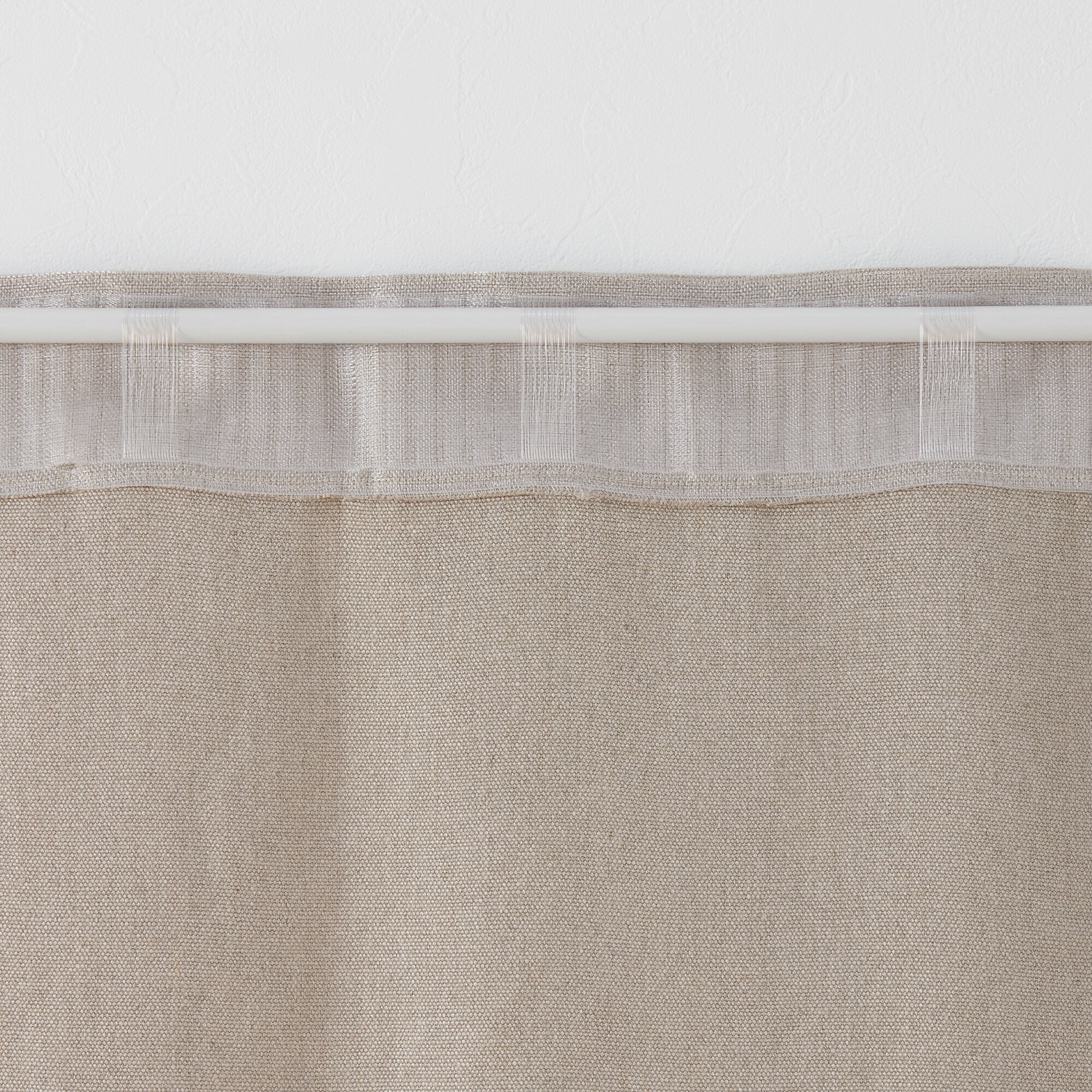 麻平織太番手ノンプリーツカーテン／生成