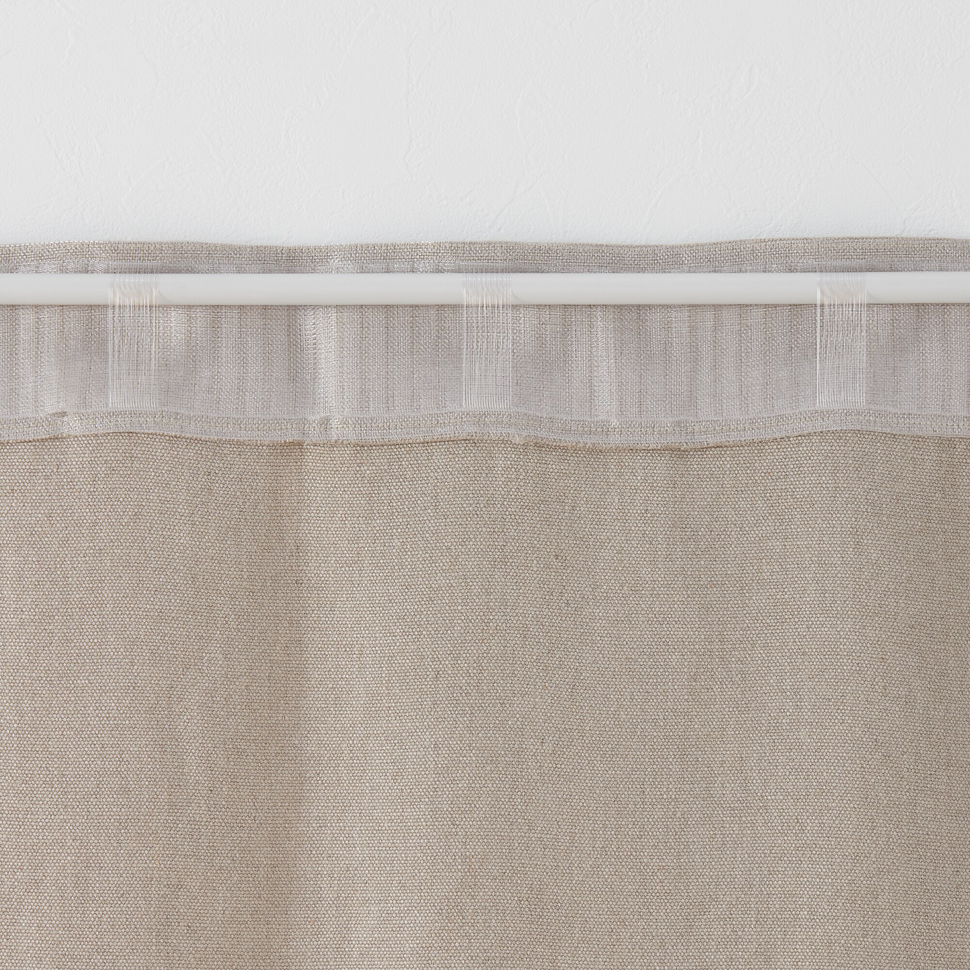 麻平織太番手ノンプリーツカーテン／生成