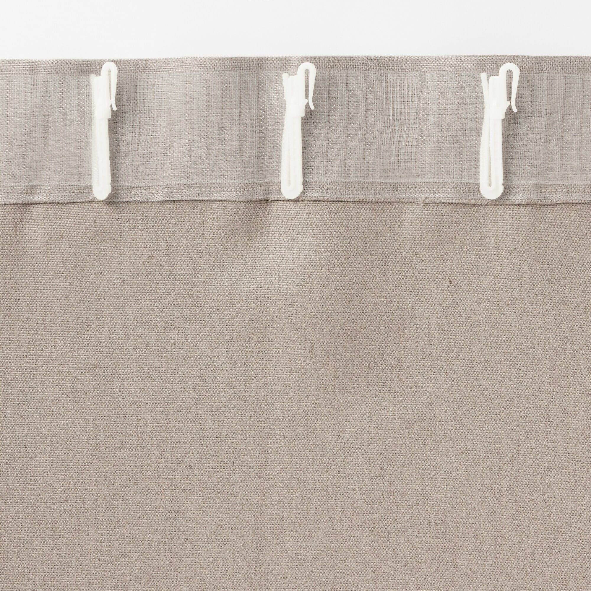 麻平織太番手ノンプリーツカーテン／生成