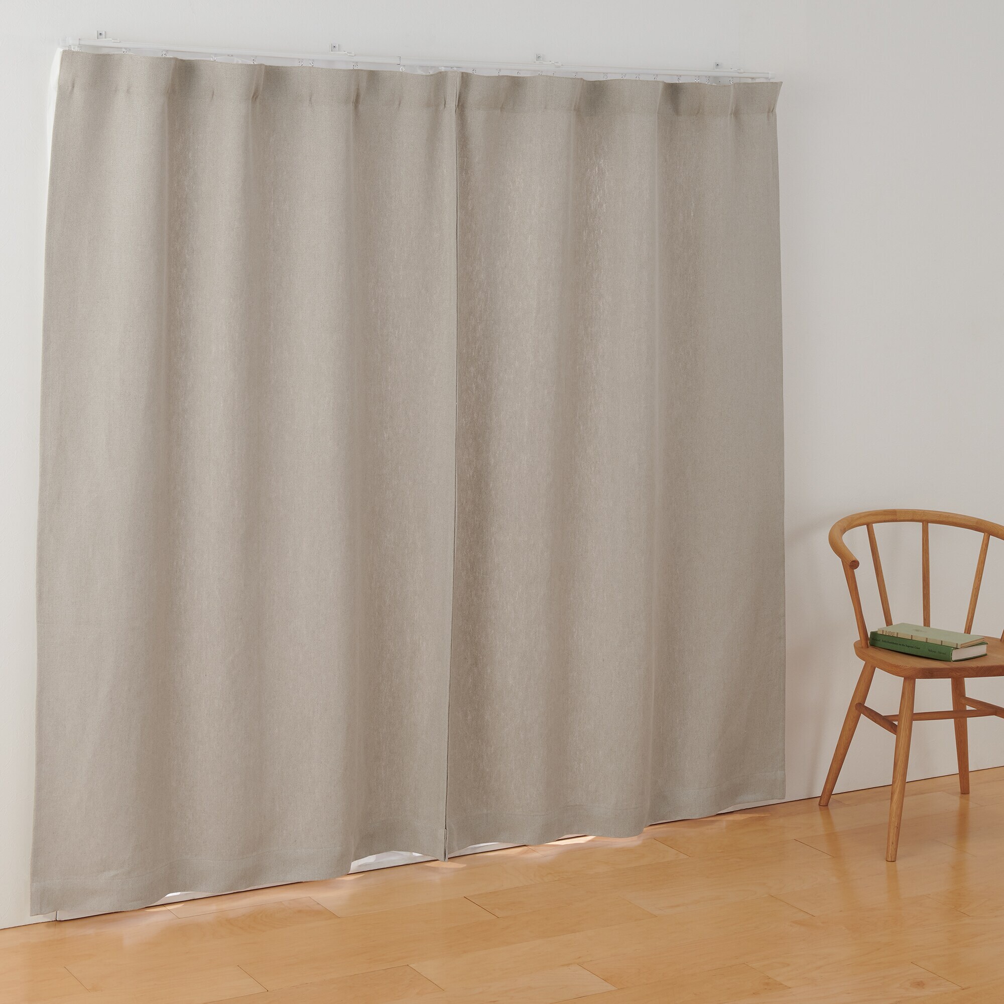 麻平織太番手ノンプリーツカーテン／生成