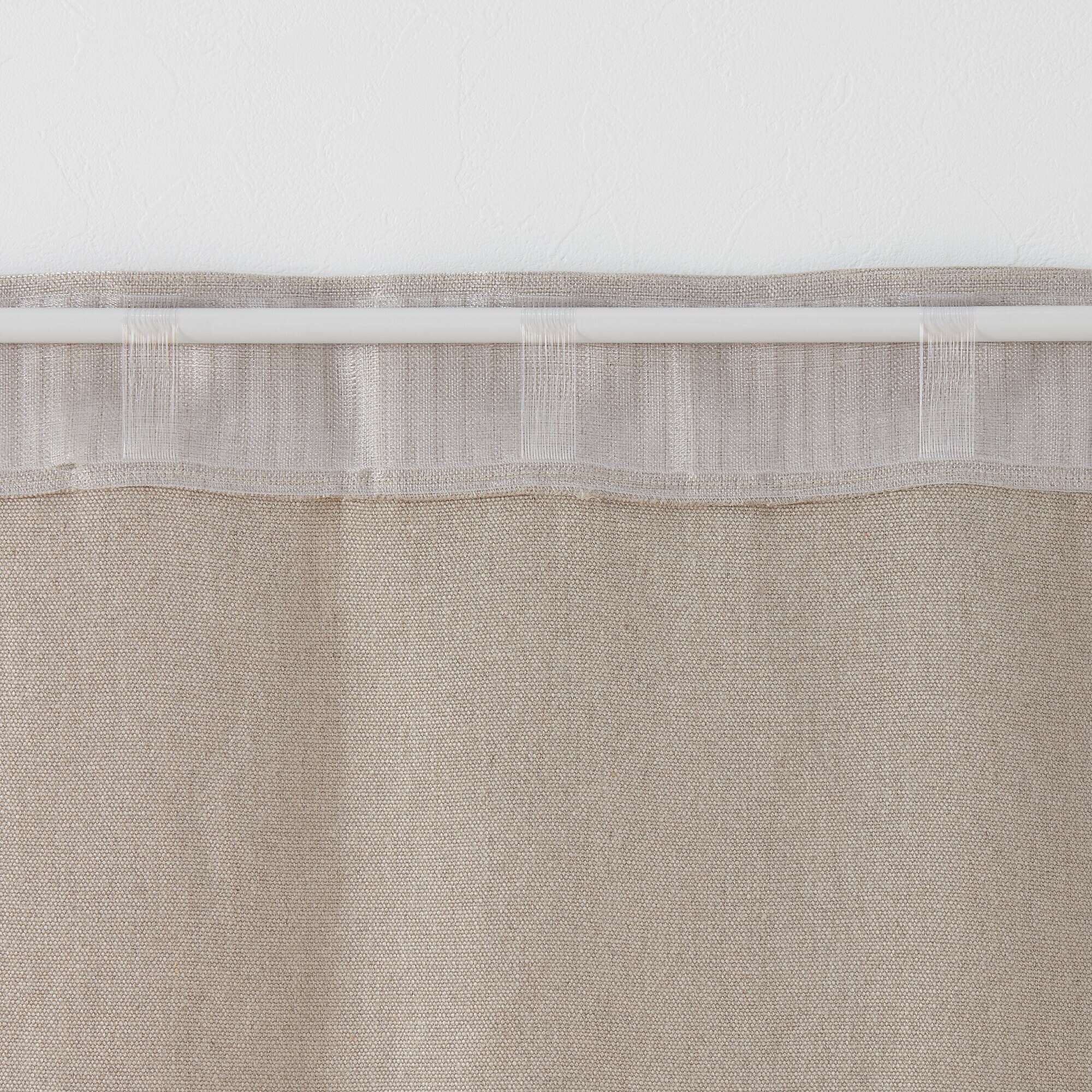 麻平織太番手ノンプリーツカーテン／生成