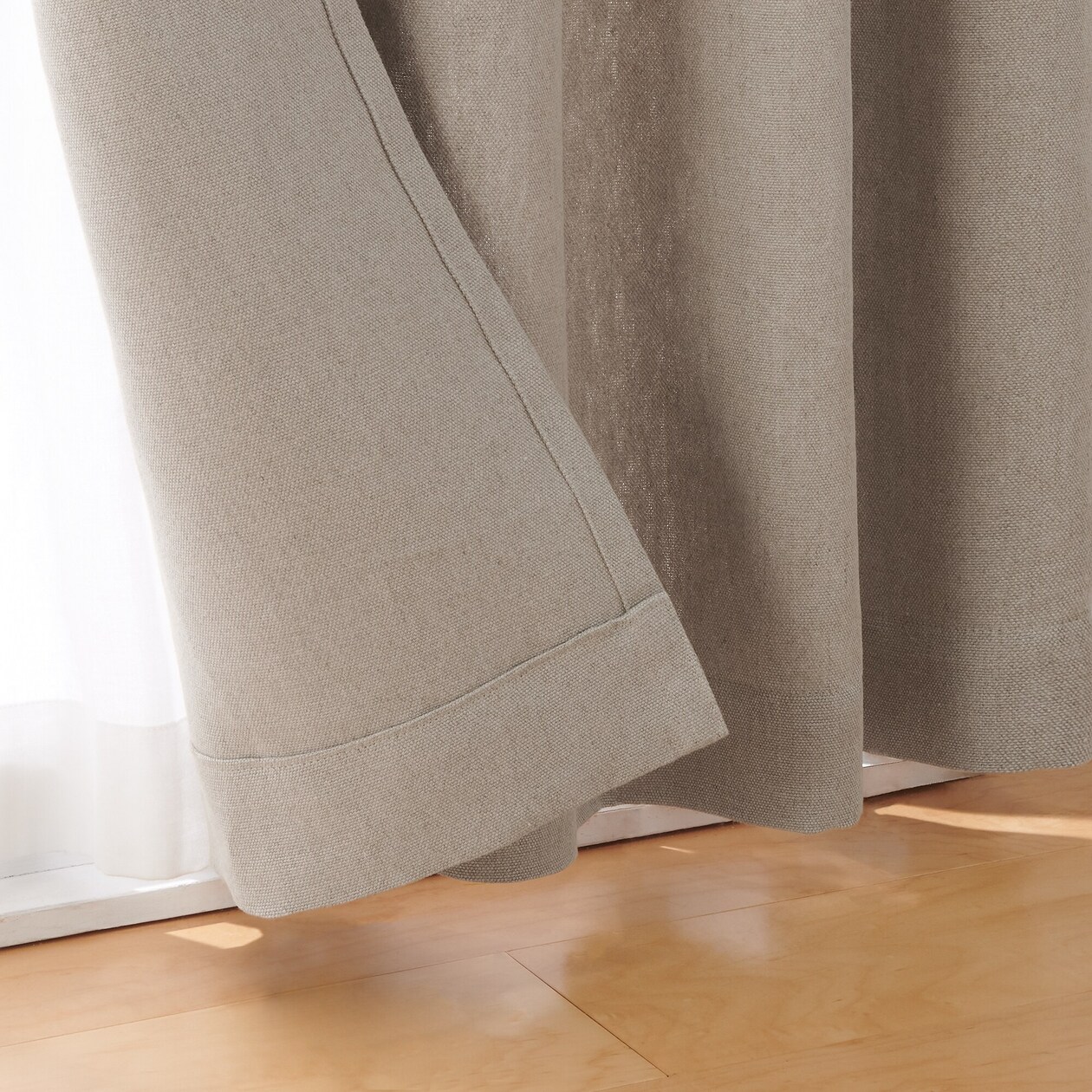 麻平織太番手ノンプリーツカーテン／生成