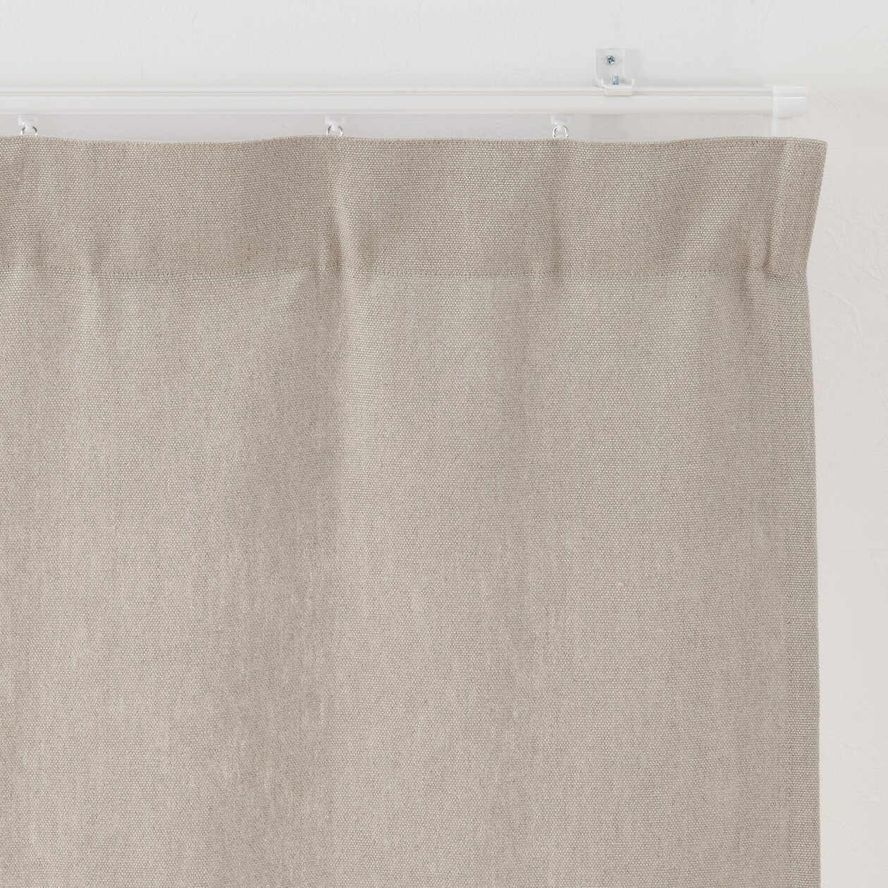 麻平織太番手ノンプリーツカーテン／生成