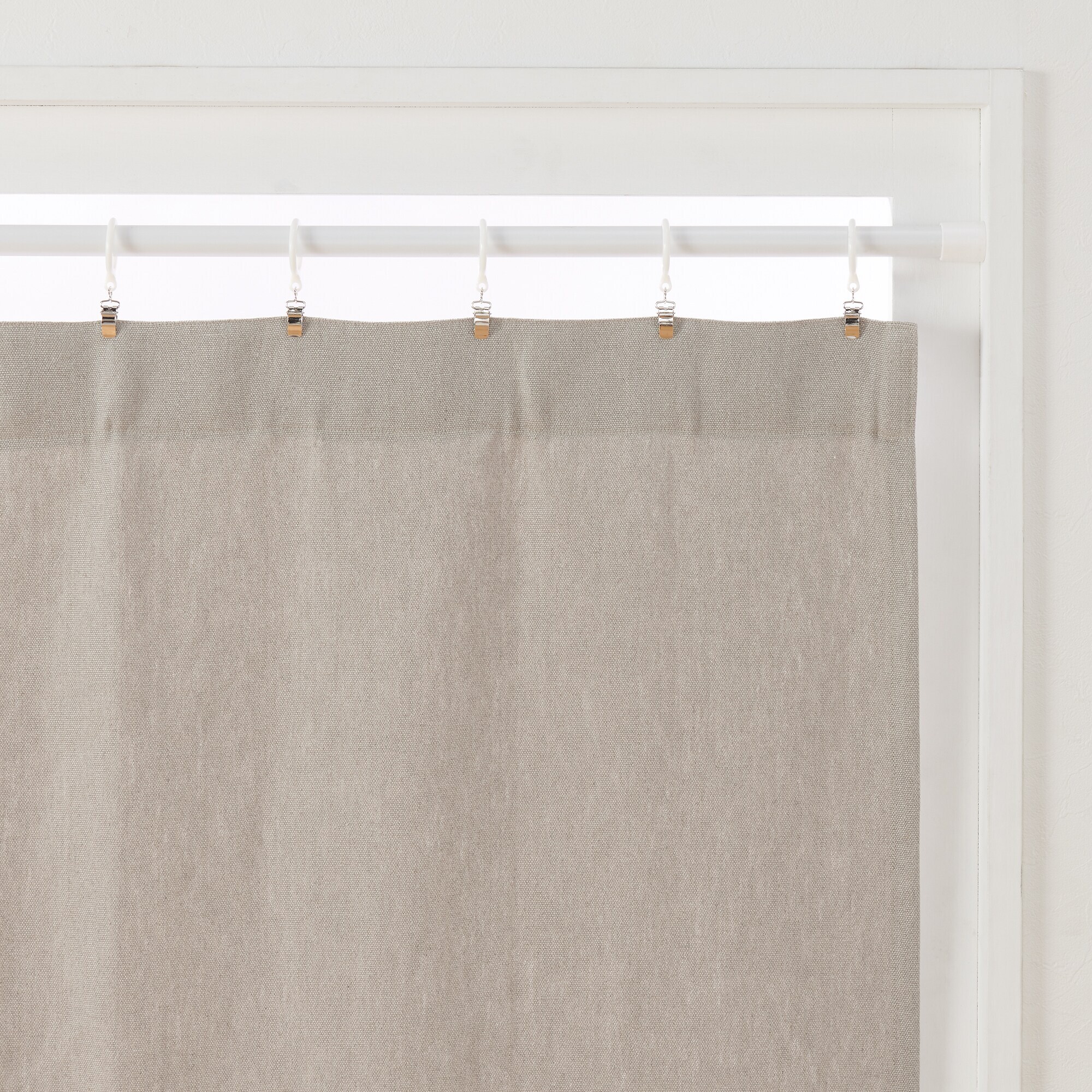 麻平織太番手ノンプリーツカーテン／生成