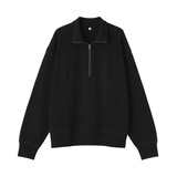 婦人　ワッフル編みハーフジッププルオーバー