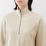 婦人　ワッフル編みハーフジッププルオーバー