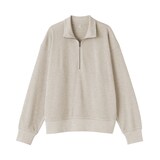 婦人　ワッフル編みハーフジッププルオーバー