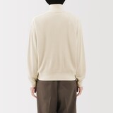 婦人　ワッフル編みハーフジッププルオーバー