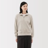 婦人　ワッフル編みハーフジッププルオーバー