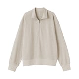 婦人　ワッフル編みハーフジッププルオーバー