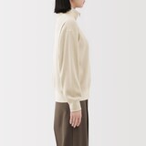 婦人　ワッフル編みハーフジッププルオーバー