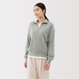 婦人　ワッフル編みハーフジッププルオーバー