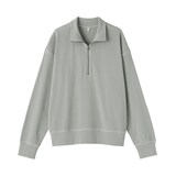 婦人　ワッフル編みハーフジッププルオーバー