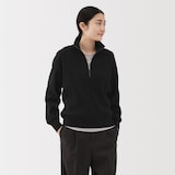 婦人　ワッフル編みハーフジッププルオーバー