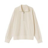 婦人　ワッフル編みハーフジッププルオーバー