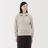 婦人　ワッフル編みハーフジッププルオーバー