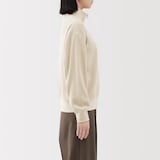 婦人　ワッフル編みハーフジッププルオーバー