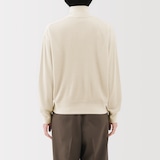 婦人　ワッフル編みハーフジッププルオーバー