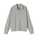 婦人　ワッフル編みハーフジッププルオーバー