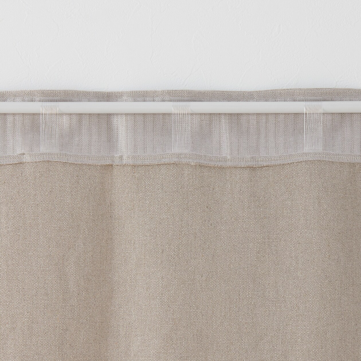 麻平織太番手ノンプリーツカーテン／生成