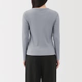 婦人　なめらかリブ編みクルーネック長袖カーディガン