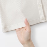 婦人　なめらかリブ編みクルーネック長袖カーディガン