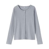 婦人　なめらかリブ編みクルーネック長袖カーディガン