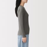 婦人　なめらかリブ編みクルーネック長袖Ｔシャツ