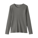 婦人　なめらかリブ編みクルーネック長袖Ｔシャツ