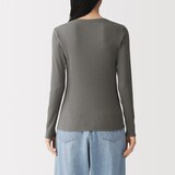 婦人　なめらかリブ編みクルーネック長袖Ｔシャツ